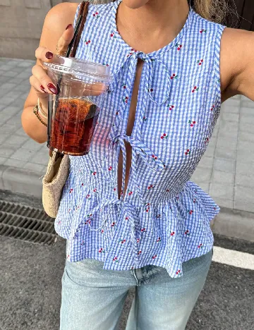 Bluza SHEIN, albastru/alb