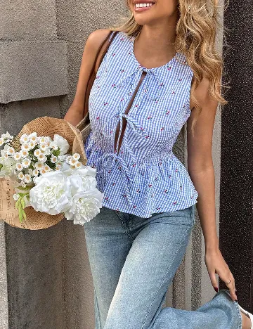 Bluza SHEIN, albastru/alb