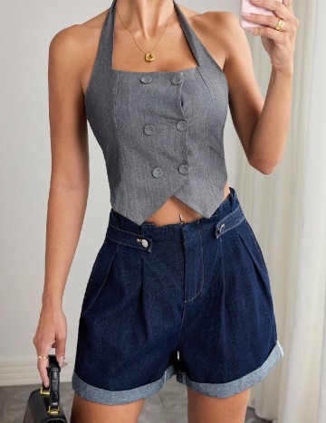 Pantaloni scurti SHEIN, bleumarin