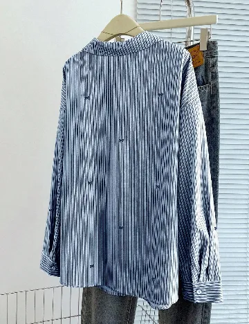 Camasa Oversize SHEIN CURVE, albastru/alb