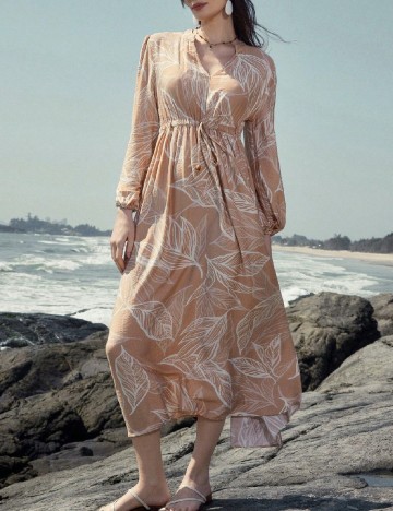 Rochie medie Aveloria, maro