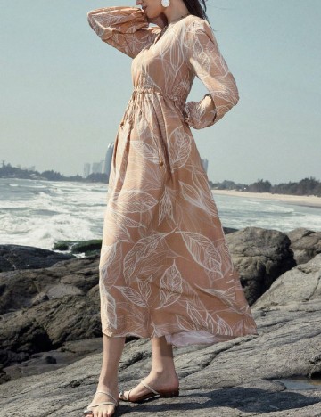 Rochie medie Aveloria, maro