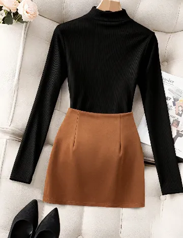 Compleu SHEIN CURVE, negru/maro
