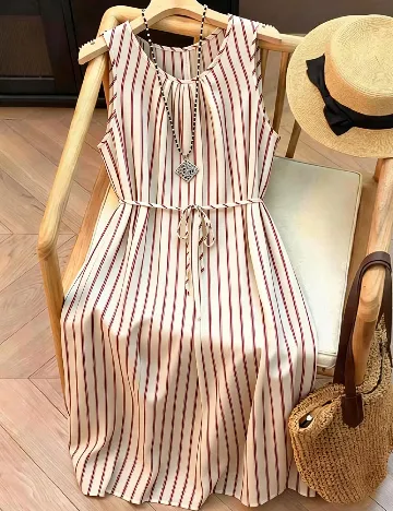 Rochie scurta SHEIN CURVE, crem/rosu