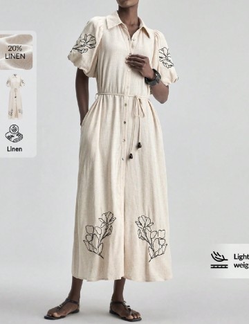 Rochie medie Ontre, bej