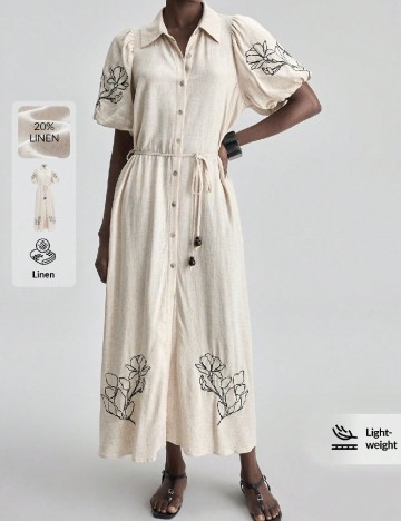 Rochie medie Ontre, bej