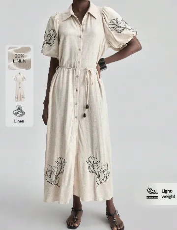 Rochie medie Ontre, bej