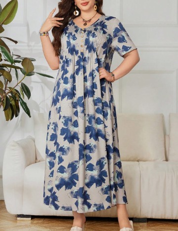 Rochie medie SHEIN CURVE, albastru/gri