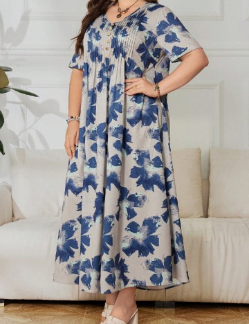 Rochie medie SHEIN CURVE, albastru/gri
