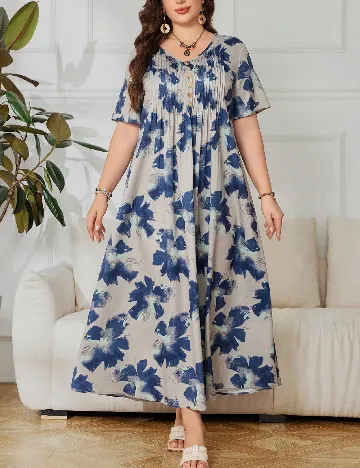 Rochie medie SHEIN CURVE, albastru/gri