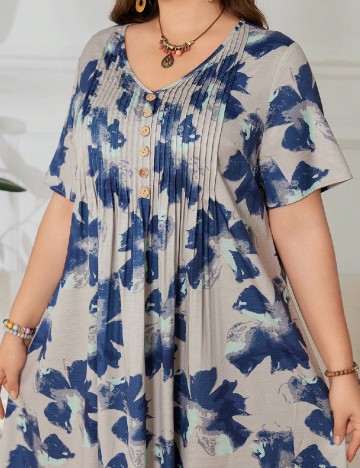 Rochie medie SHEIN CURVE, albastru/gri