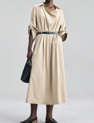 Rochie medie Ontre, bej