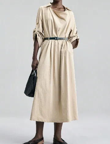 Rochie medie Ontre, bej