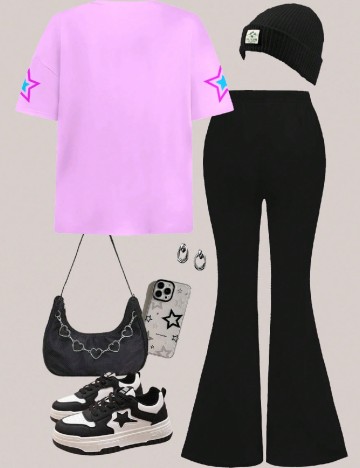 Compleu Shein Kids, mov/negru