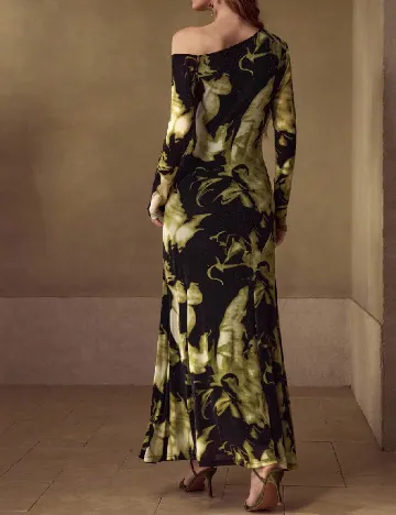 Rochie lunga MOTF, verde/negru
