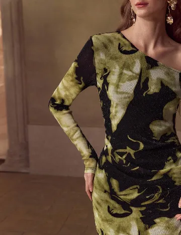 Rochie lunga MOTF, verde/negru