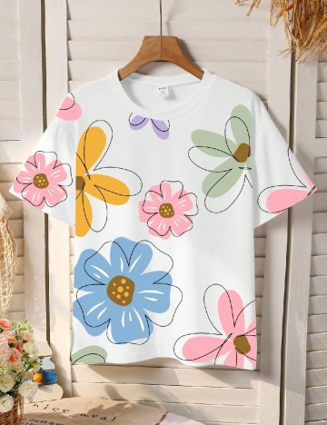 Tricou Shein Kids, floral print