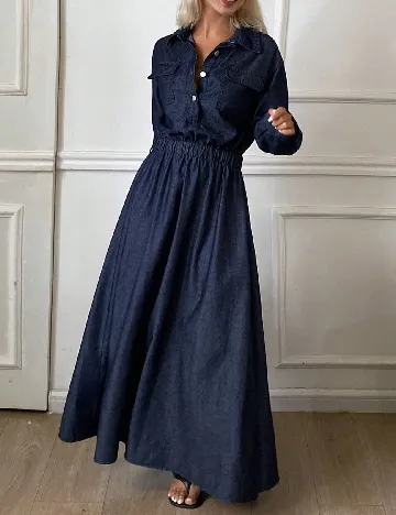 Rochie lunga Dazy, bleumarin