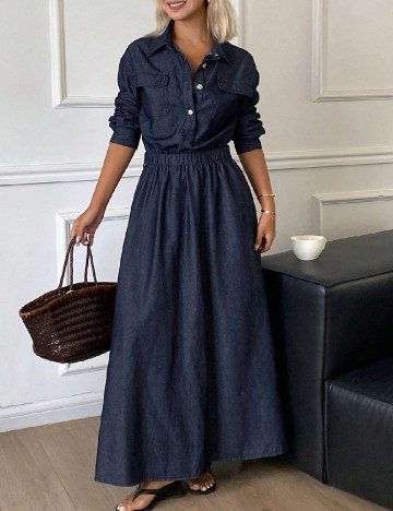 Rochie lunga Dazy, bleumarin