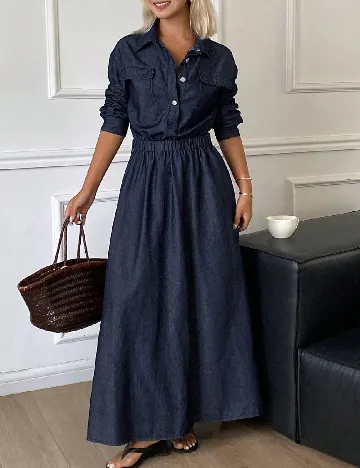 Rochie lunga Dazy, bleumarin