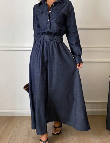 Rochie lunga Dazy, bleumarin