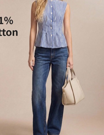 Bluza SHEIN, albastru/alb