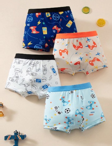 Set Boxeri 4 perechi Shein Kids, mix culori