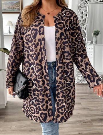Blazer SHEIN CURVE, animal print