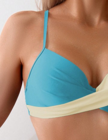 Costum de baie SHEIN, albastru/crem