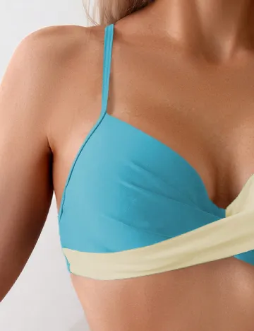 Costum de baie SHEIN, albastru/crem
