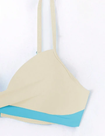 Costum de baie SHEIN, albastru/crem
