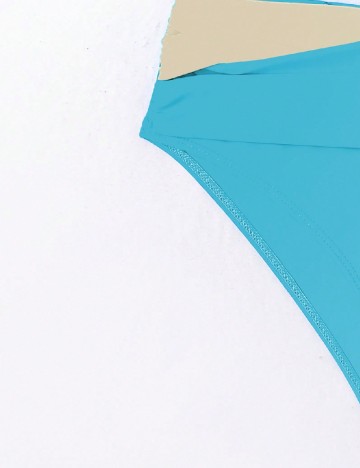 Costum de baie SHEIN, albastru/crem