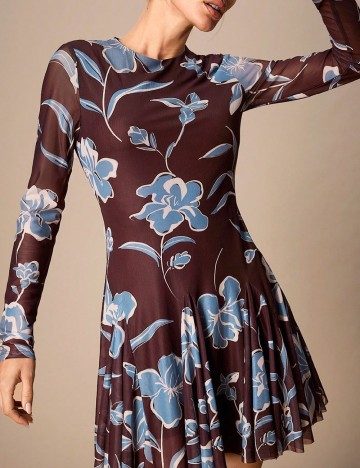 Rochie scurta SHEIN, maro/albastru