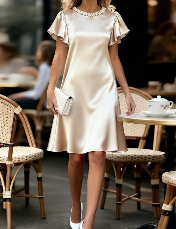 Rochie scurta SHEIN, crem