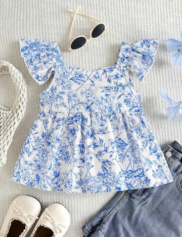 Bluza Shein Kids, alb/albastru
