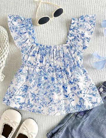 Bluza Shein Kids, alb/albastru