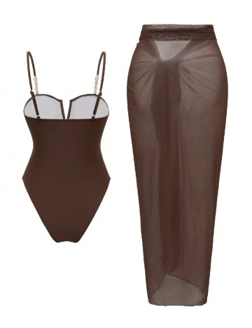 Costum de baie SHEIN, maro