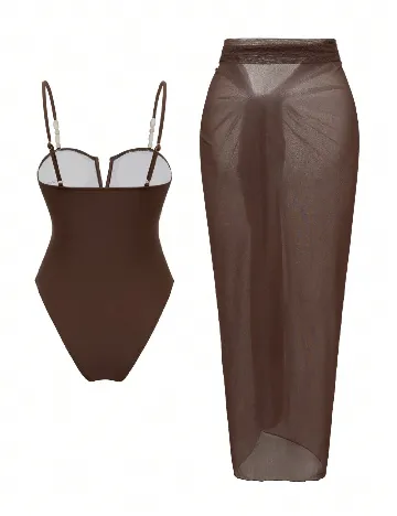 Costum de baie SHEIN, maro