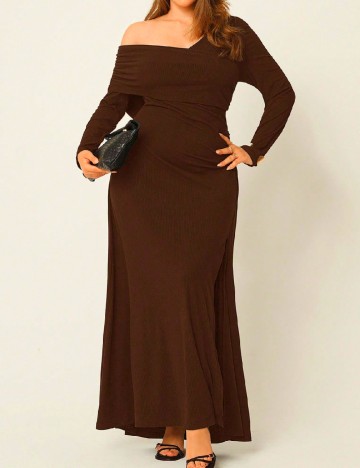 Rochie lunga SHEIN CURVE, maro