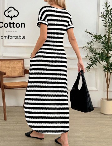 Rochie lunga SHEIN, alb/negru