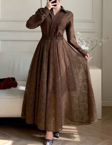 Rochie lunga Dazy, maro
