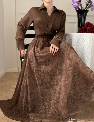Rochie lunga Dazy, maro