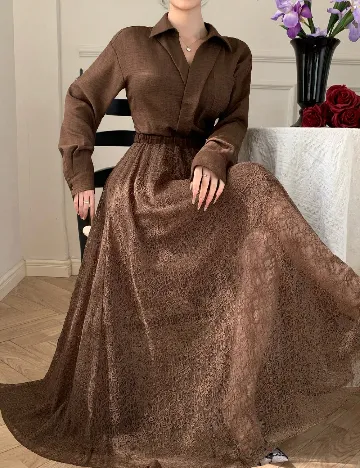 Rochie lunga Dazy, maro