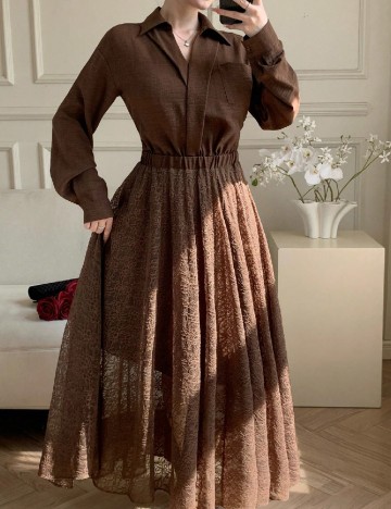 Rochie lunga Dazy, maro