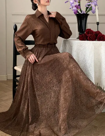 Rochie lunga Dazy, maro