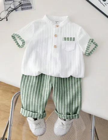 Compleu Shein Kids, alb/verde