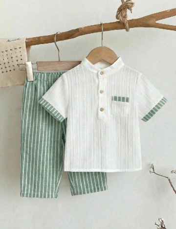 Compleu Shein Kids, alb/verde