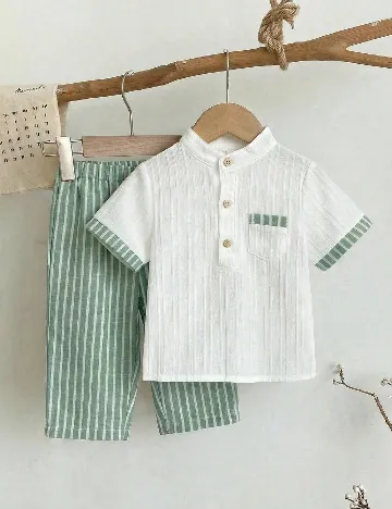 Compleu Shein Kids, alb/verde