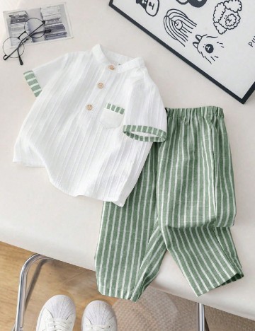 Compleu Shein Kids, alb/verde