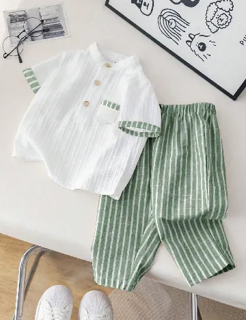 Compleu Shein Kids, alb/verde